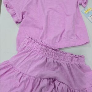 Pink Ruffled Top and Skirt Set